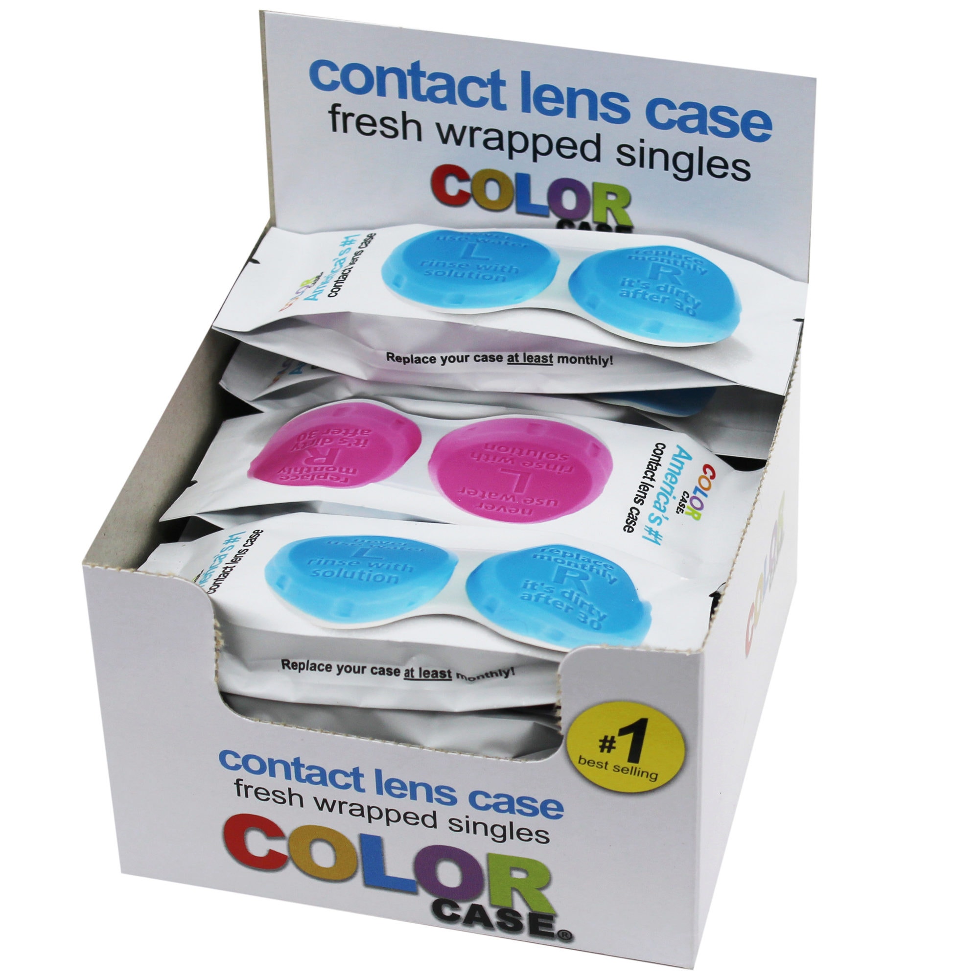 Color Case 1 Pack Contact Lense Case in Sleeve in PDQ Display