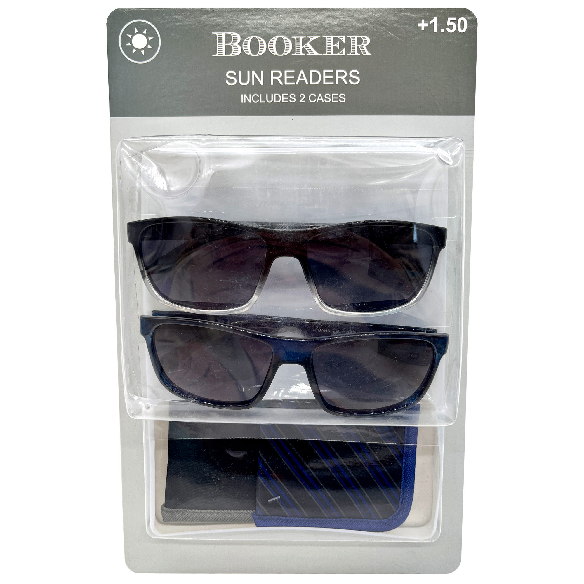 Sunglass Readers 2 Pack With 2 Soft Shell Cases in Assorted Designs and Powers