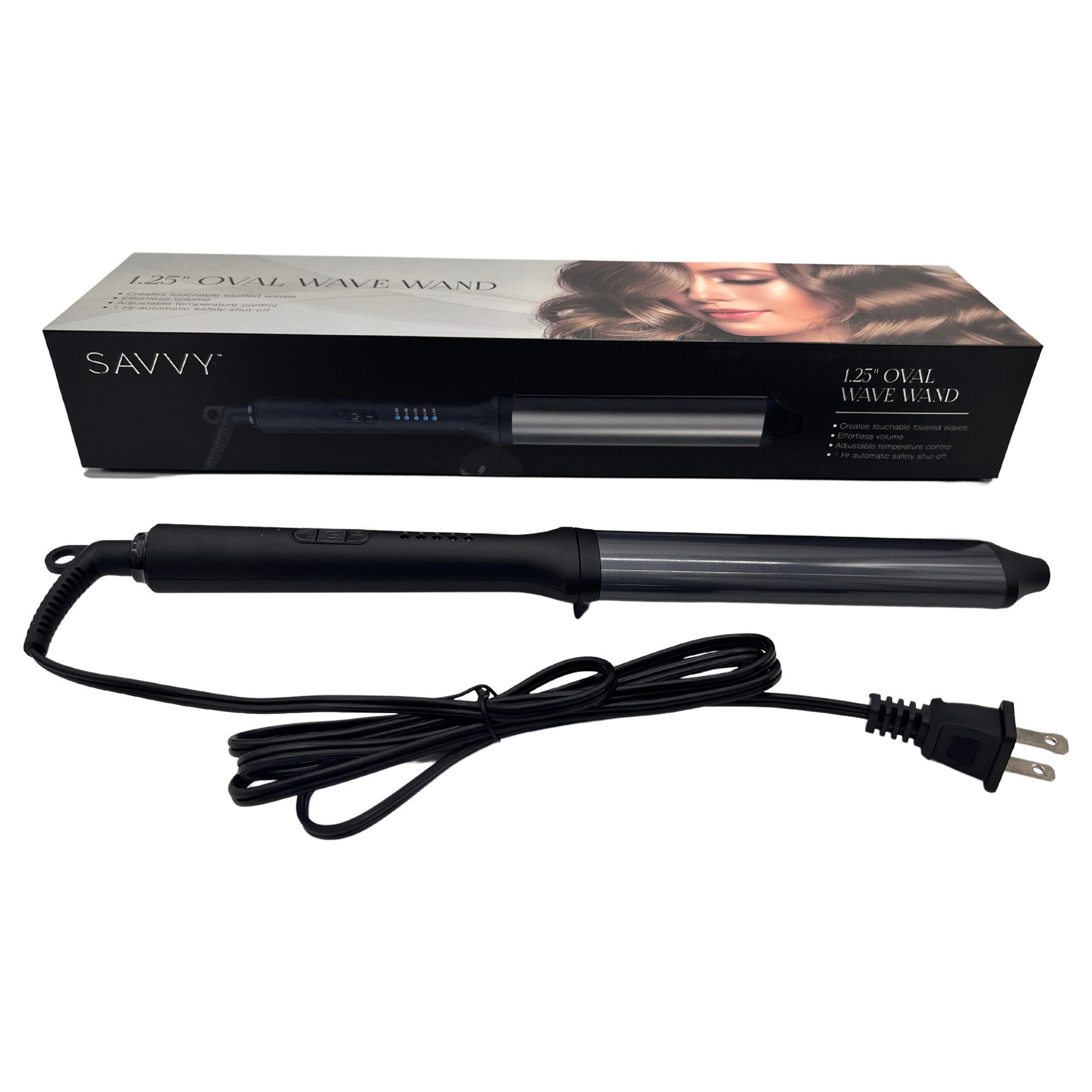 Savvy 1.25″ Oval Wave Wand with Adjustable Temperature Control in Gun Metal