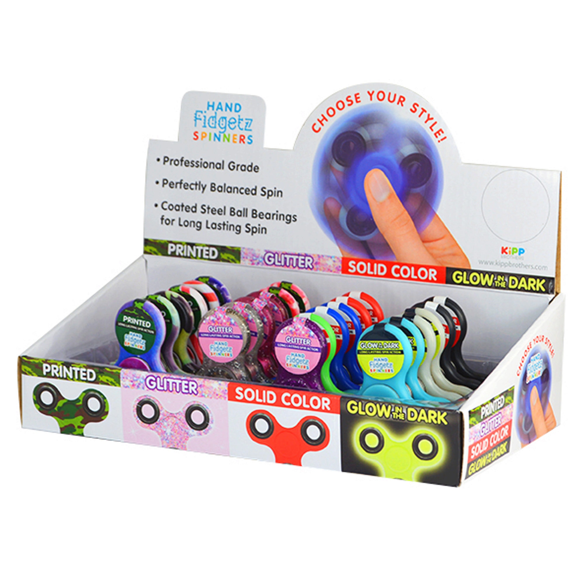 Hand Fidgetz Spinner in Assorted Colors & Designs in PDQ Display