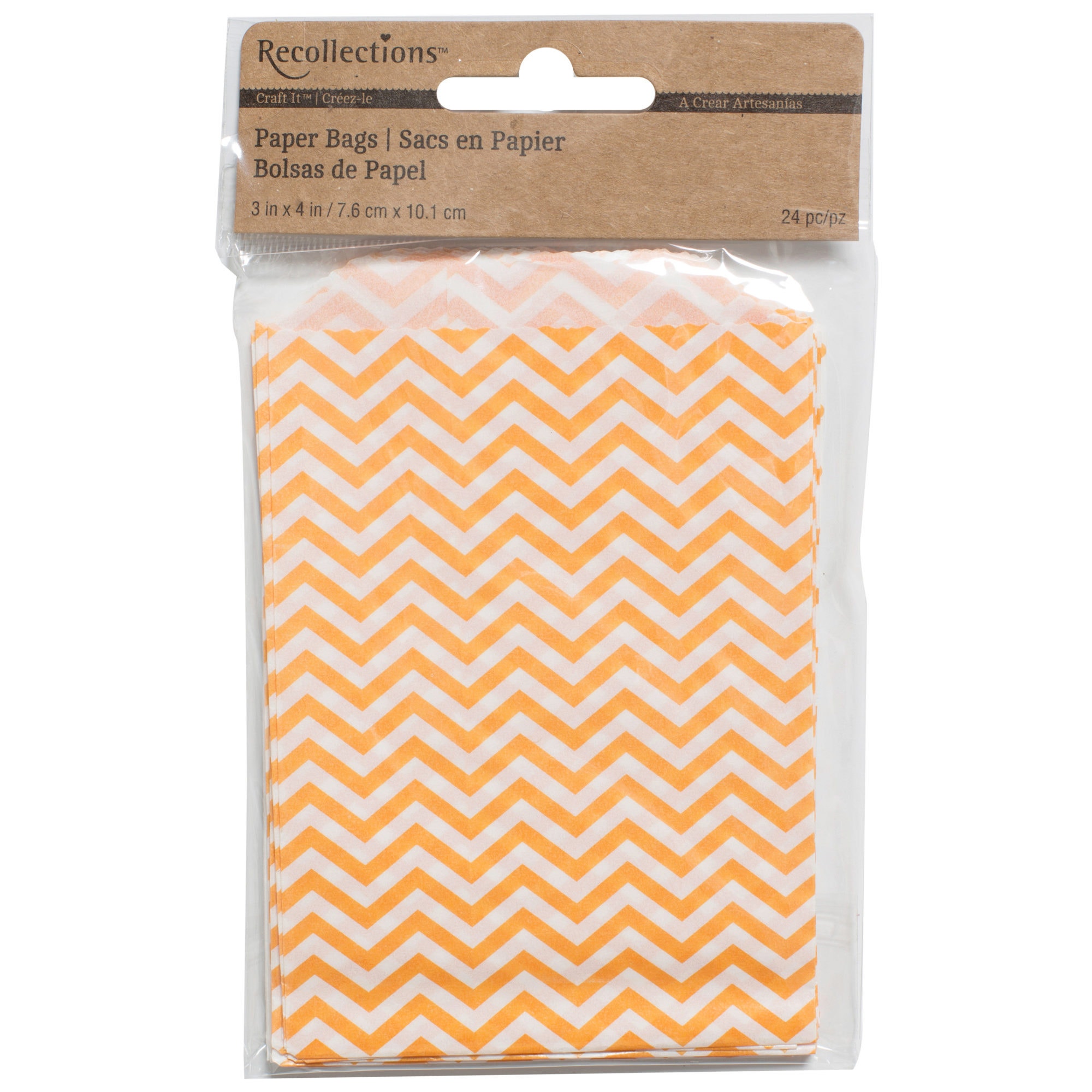 24 Count 3″ x 4″ Orange Chevron Paper Bags