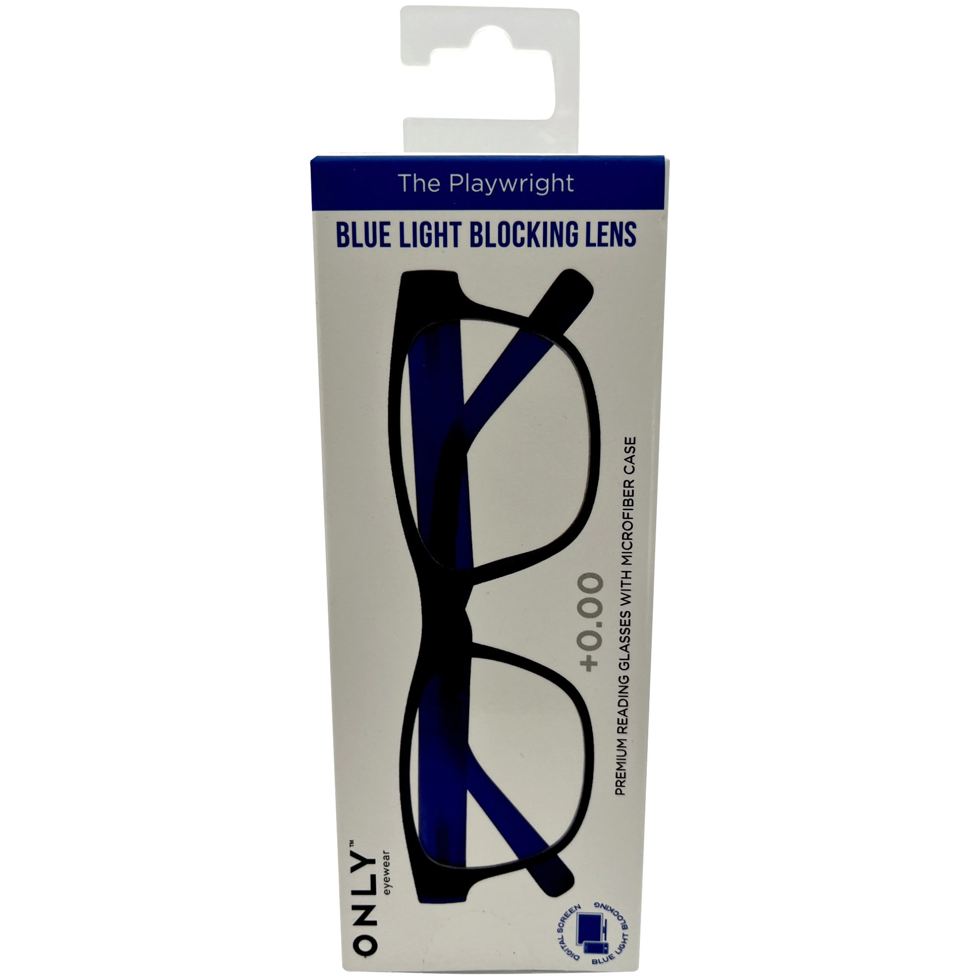 ONLY Eyewear The Playwright Navy Blue Frame Rubberized Blue Light Blocking Glasses with Microfiber Case