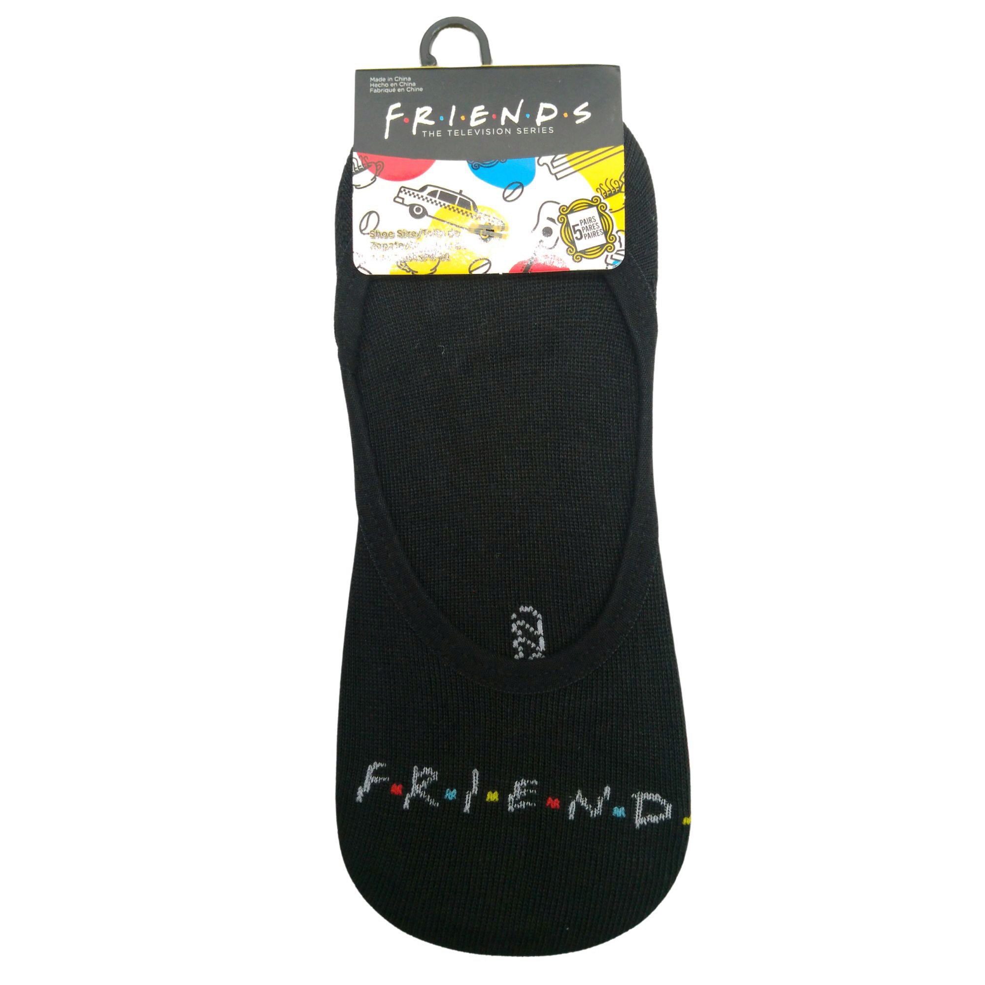 5 Pack Friends Together Forever No Show Socks in Size 4-10