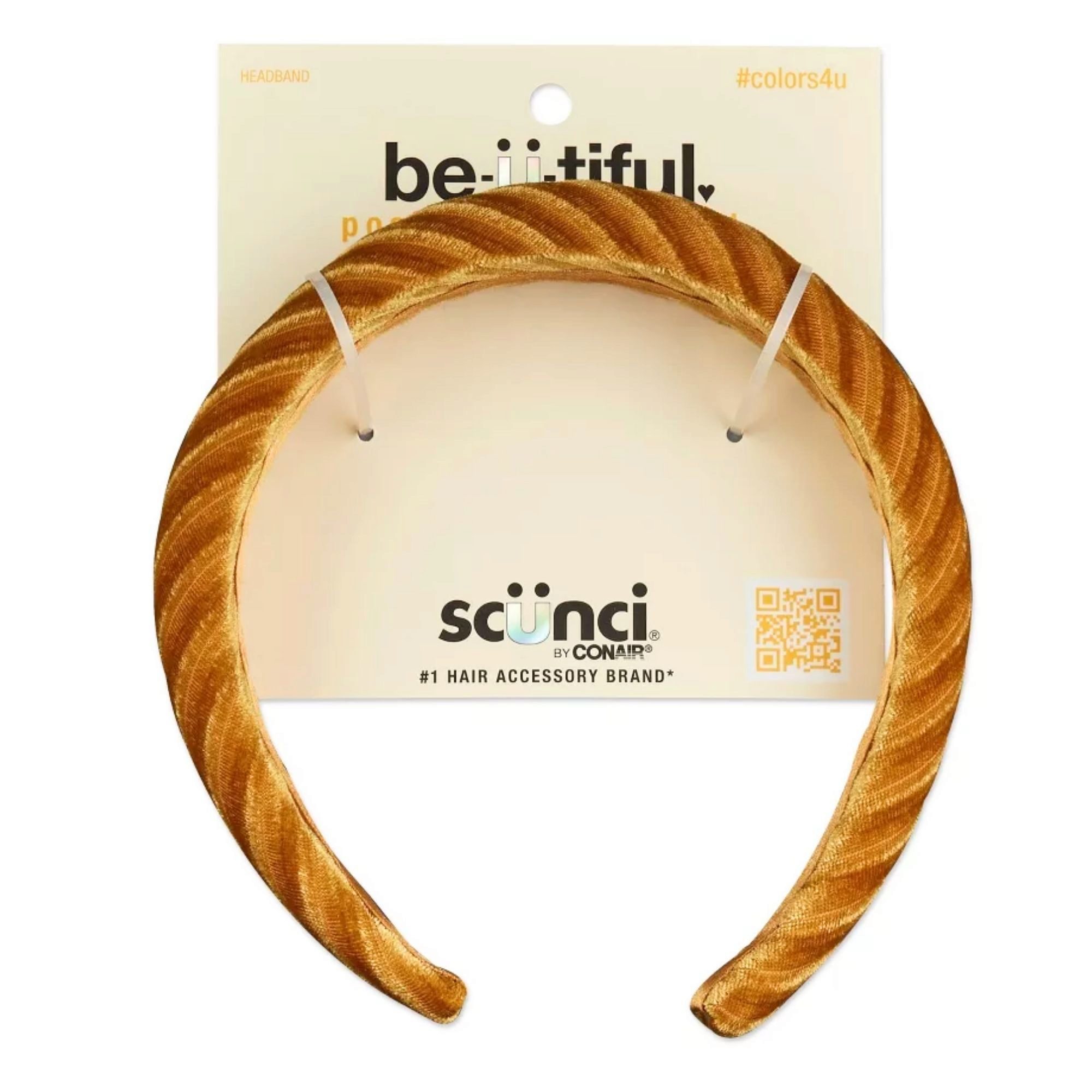 Scunci be-u-tiful Striped Padded Headband in Yellow