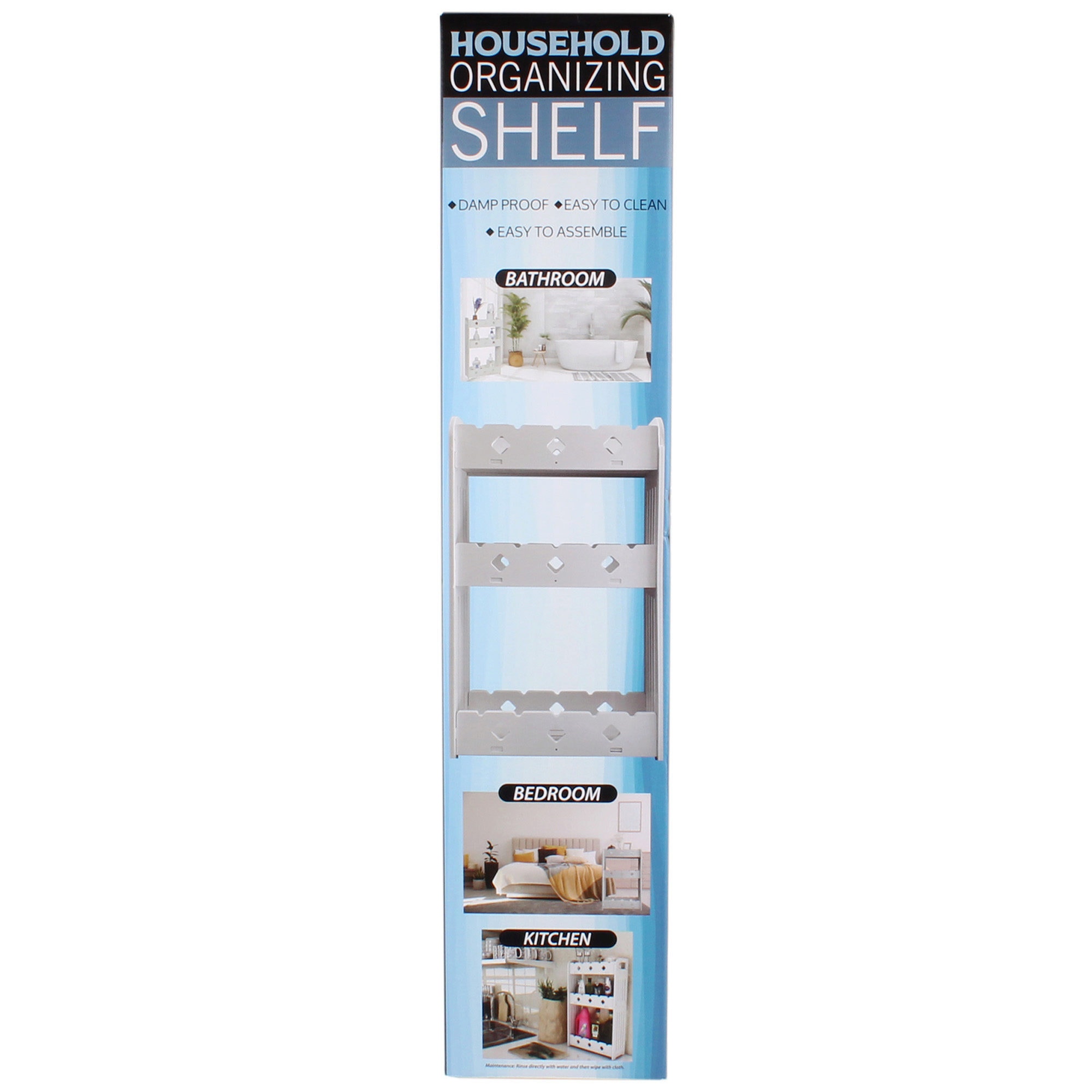 23″ Tall White Wood Three-Level Bathroom Organizing Shelf