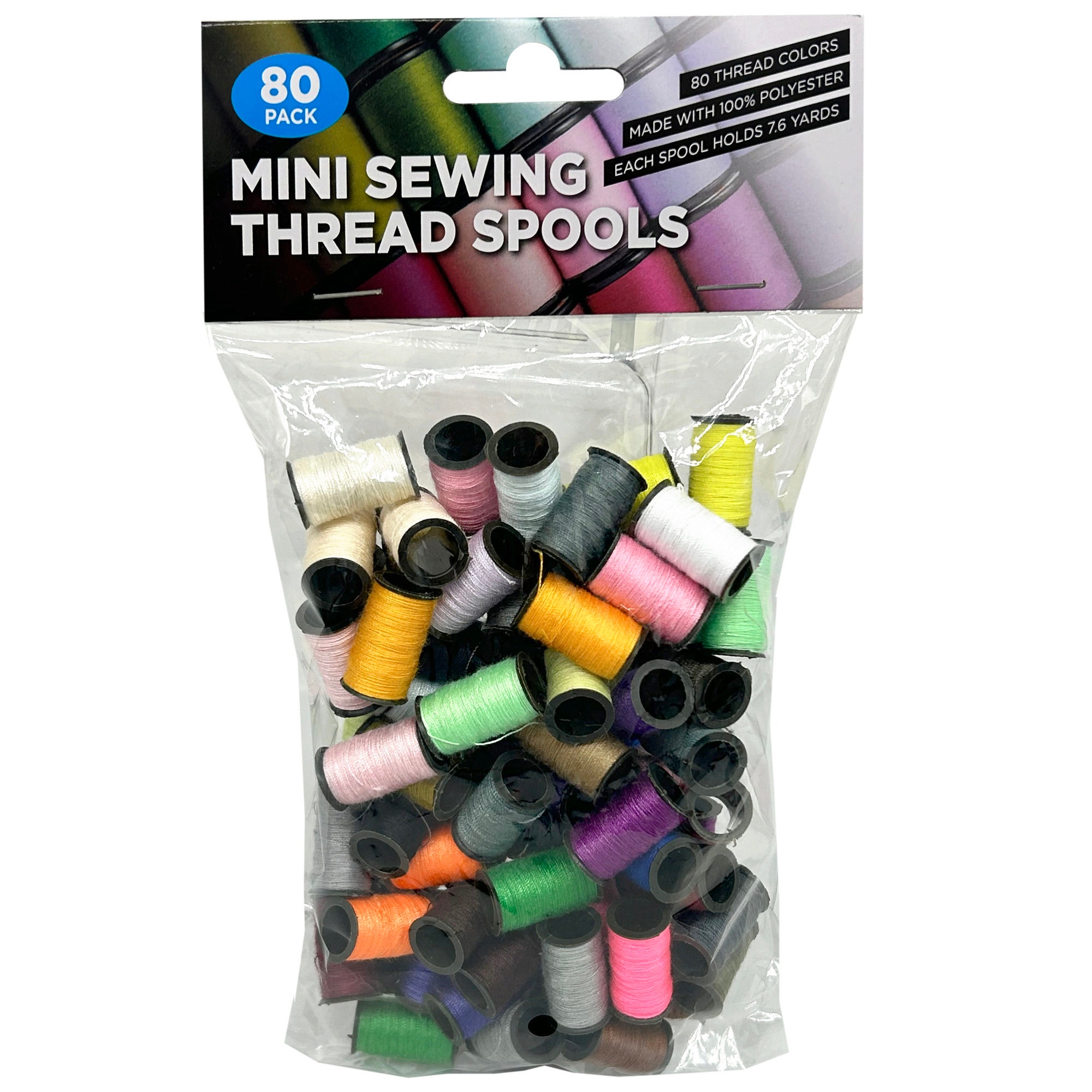 80 Pack 7.6 Yard Mini Sewing Thread Spools Assorted Colors