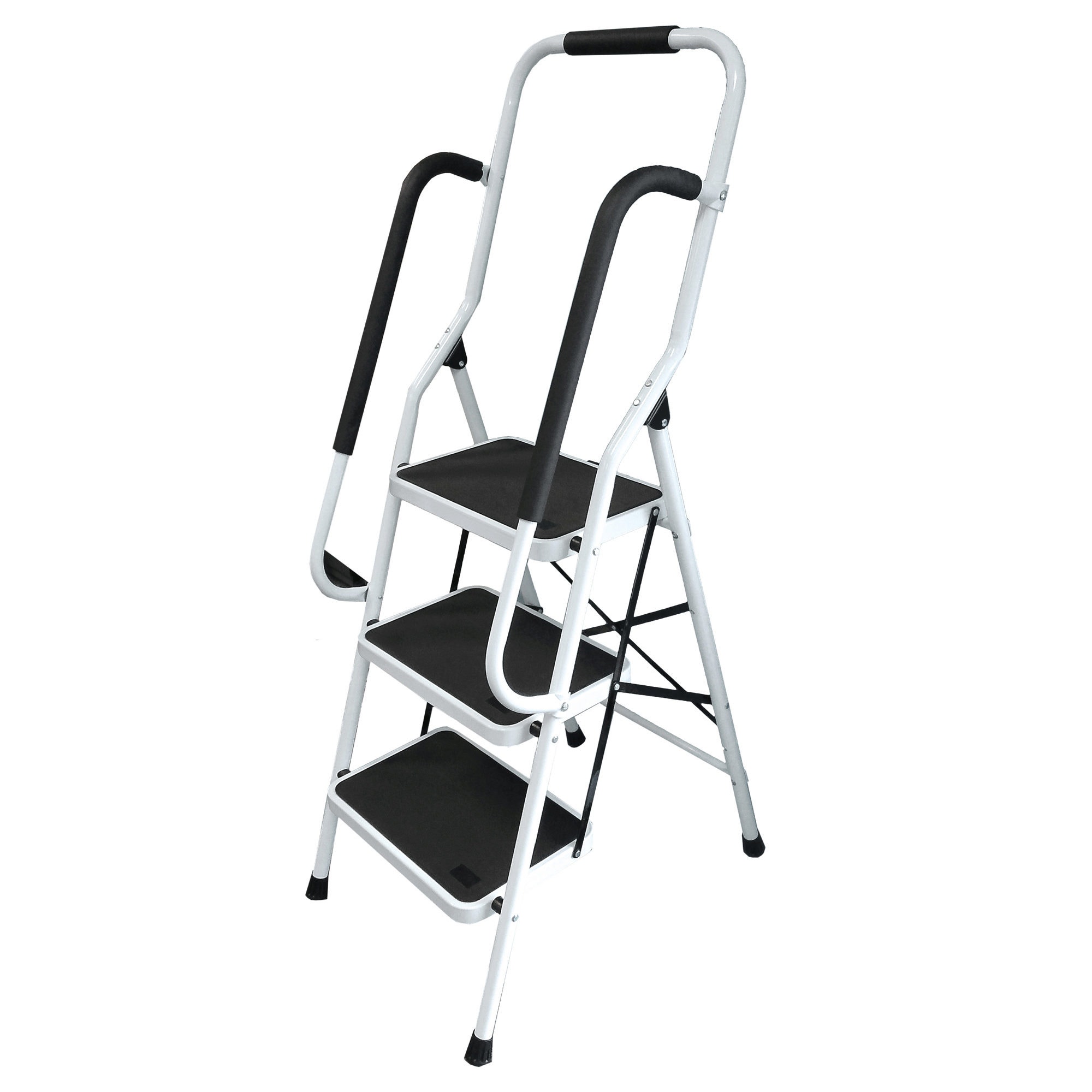 3 Step Folding Ladder with Anti-Slip Pedal and Handgrip Handle