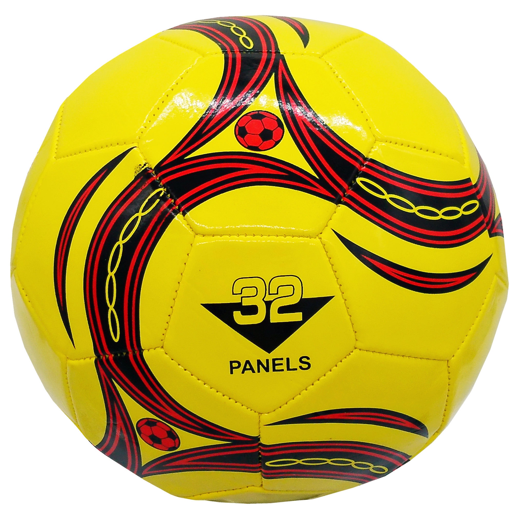 Size 5 Yellow Color Soccer Ball with Red Designs