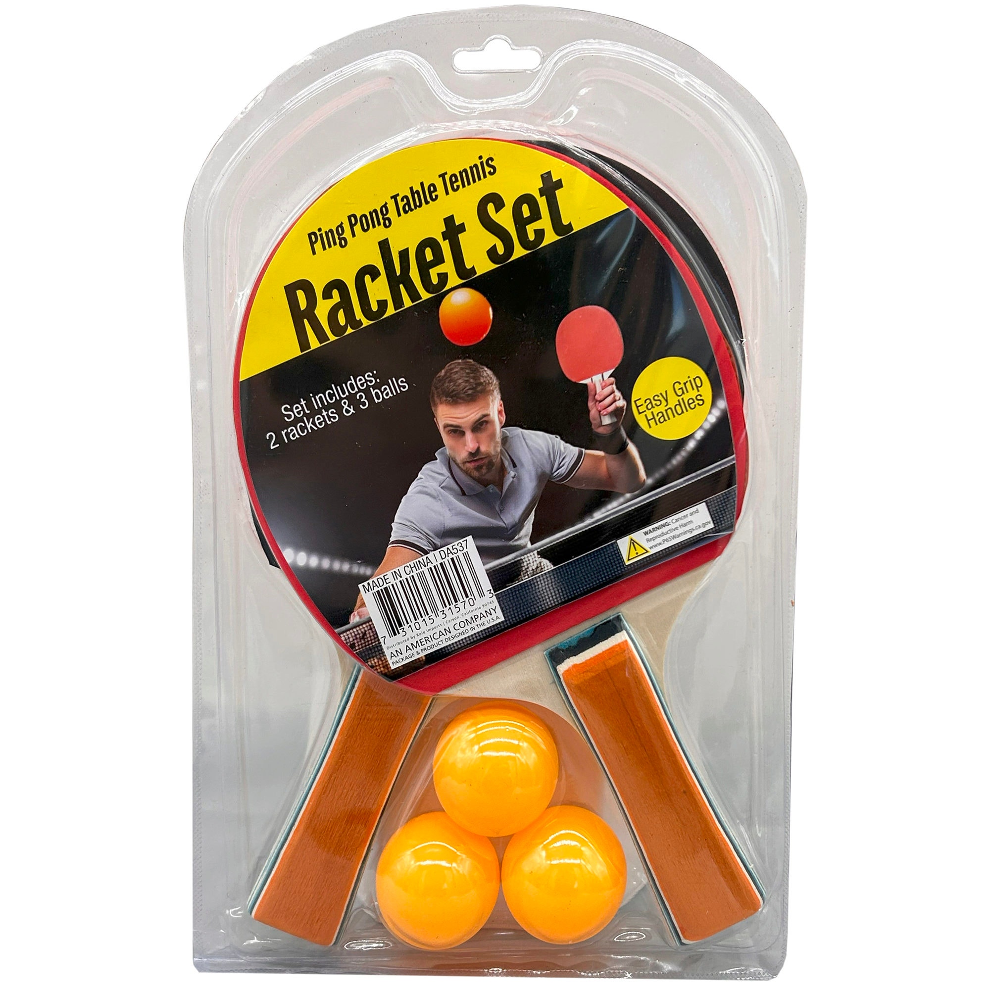 Ping Pong Table Tennis Racket Set with 3 Orange Balls