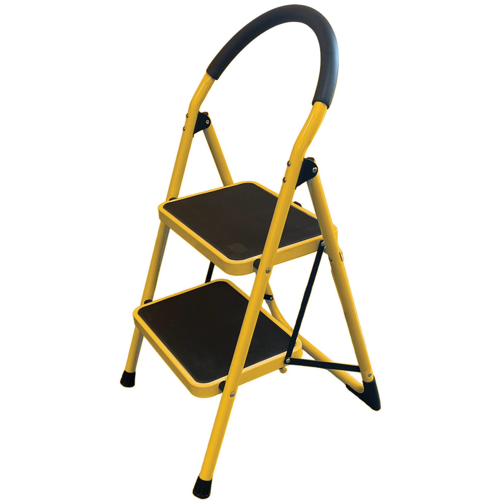 2-Step Metal Body Ladder with Foot Grip and Foam Handle